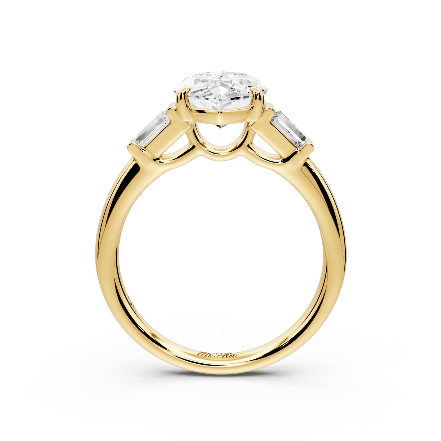 Naomi - 2ct 18k yellow gold marquise diamond with Tapered Baguettes side stones Engagement Ring - Mr. Alex Jewelry