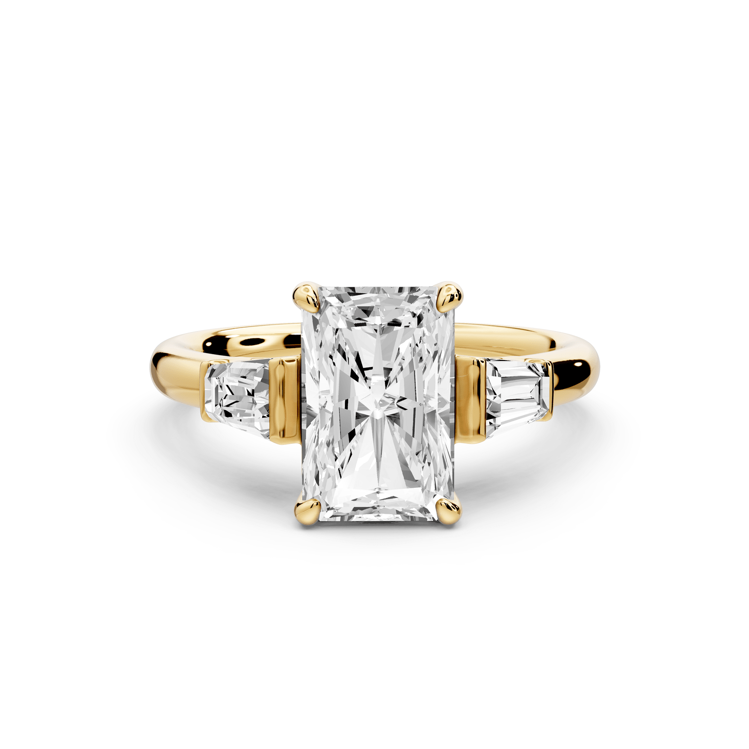 Naomi - 2ct 18k yellow gold radiant diamond with Tapered Baguettes side stones Engagement Ring - Mr. Alex Jewelry