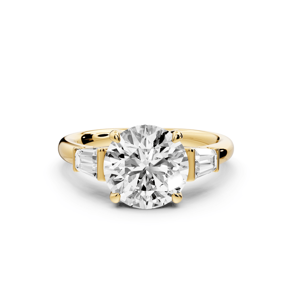 Naomi - 2ct 18k yellow gold round diamond with Tapered Baguettes side stones Engagement Ring - Mr. Alex Jewelry
