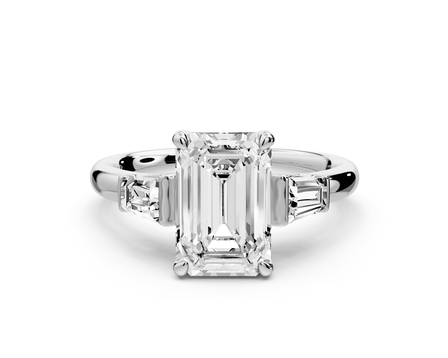 Naomi - 2ct platinum emerald diamond with Tapered Baguettes side stones Engagement Ring - Mr. Alex Jewelry