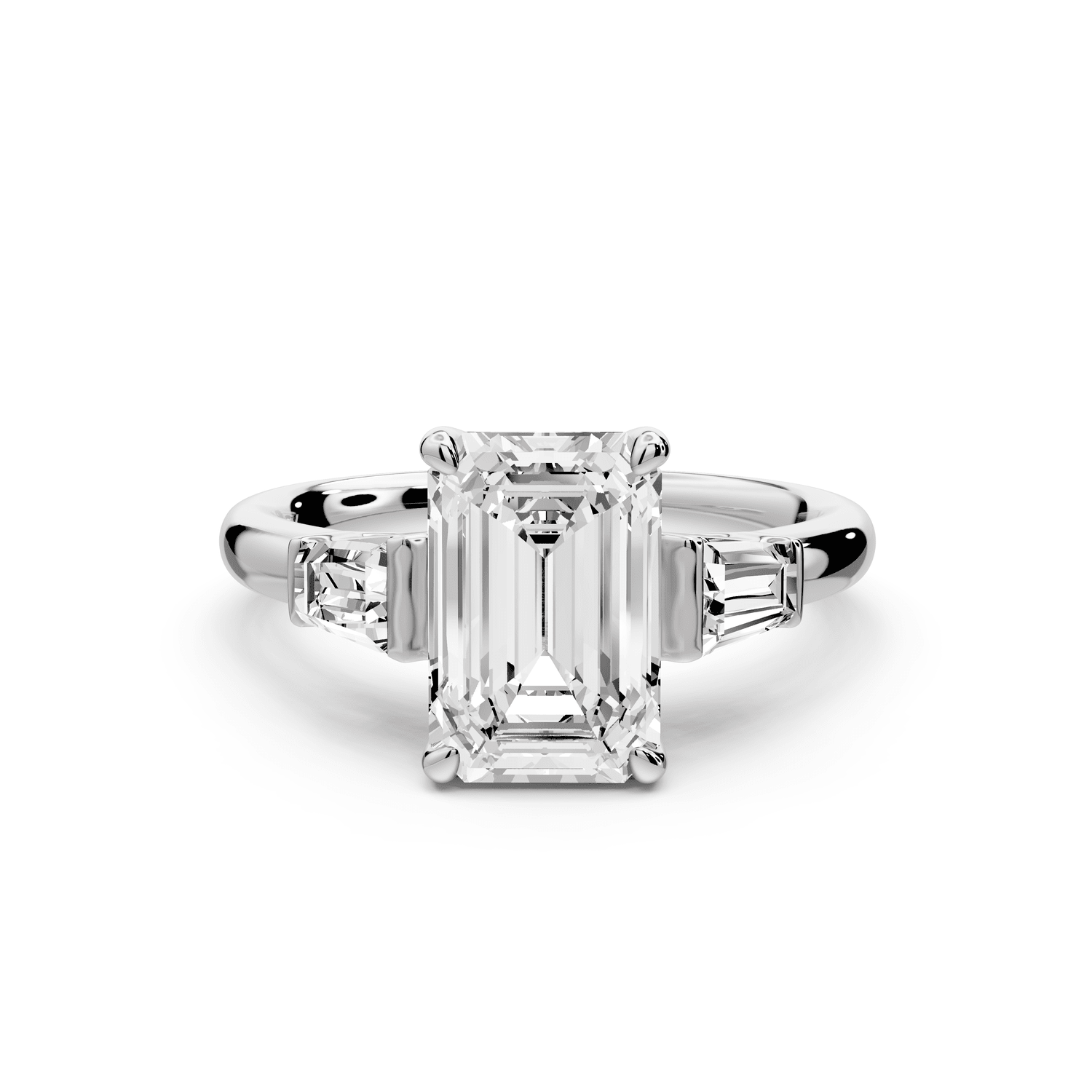 Naomi - 2ct platinum emerald diamond with Tapered Baguettes side stones Engagement Ring - Mr. Alex Jewelry