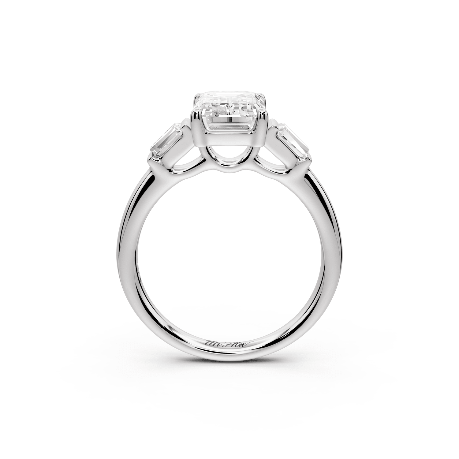 Naomi - 2ct platinum emerald diamond with Tapered Baguettes side stones Engagement Ring - Mr. Alex Jewelry