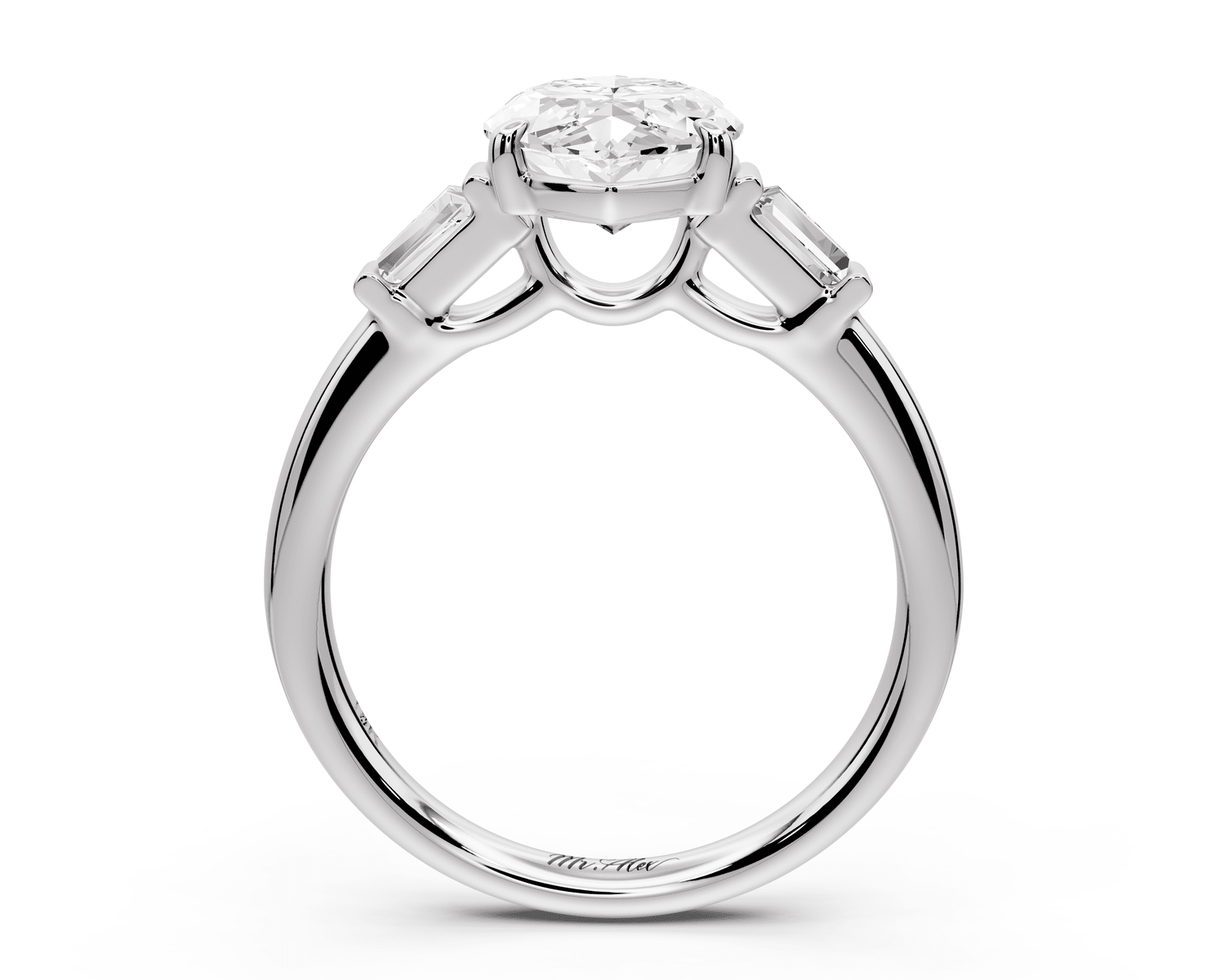 Naomi - 2ct platinum marquise diamond with Tapered Baguettes side stones Engagement Ring - Mr. Alex Jewelry