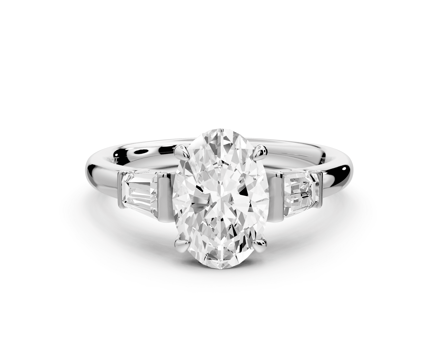 Naomi - 2ct platinum oval diamond with Tapered Baguettes side stones Engagement Ring - Mr. Alex Jewelry