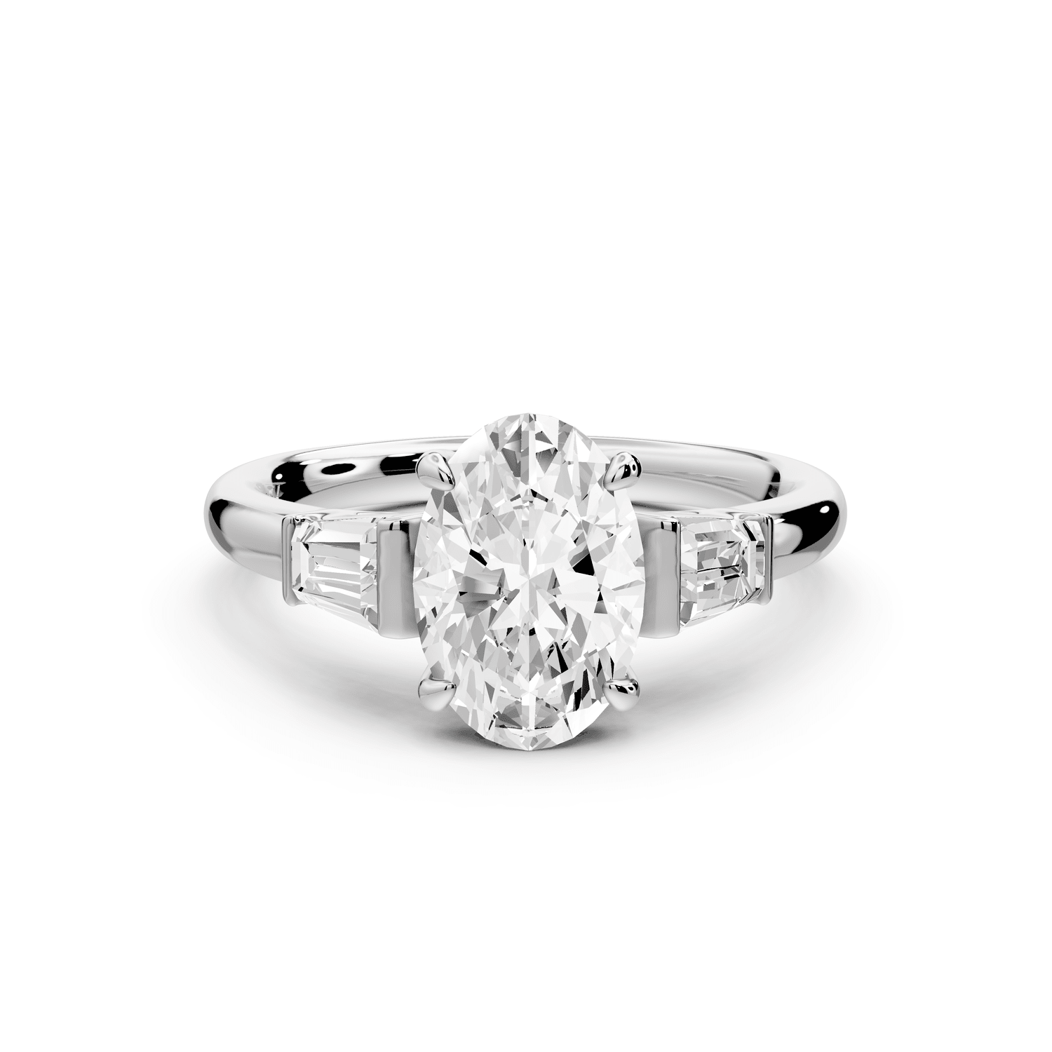 Naomi - 2ct platinum oval diamond with Tapered Baguettes side stones Engagement Ring - Mr. Alex Jewelry