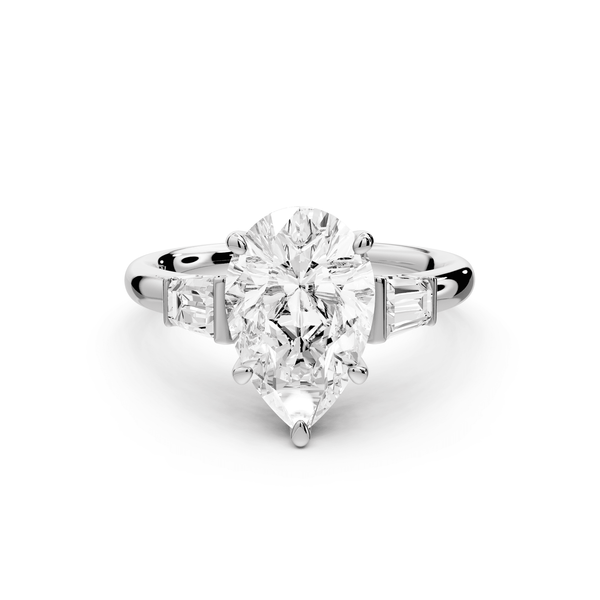 Naomi - 2ct platinum pear diamond with Tapered Baguettes side stones Engagement Ring - Mr. Alex Jewelry