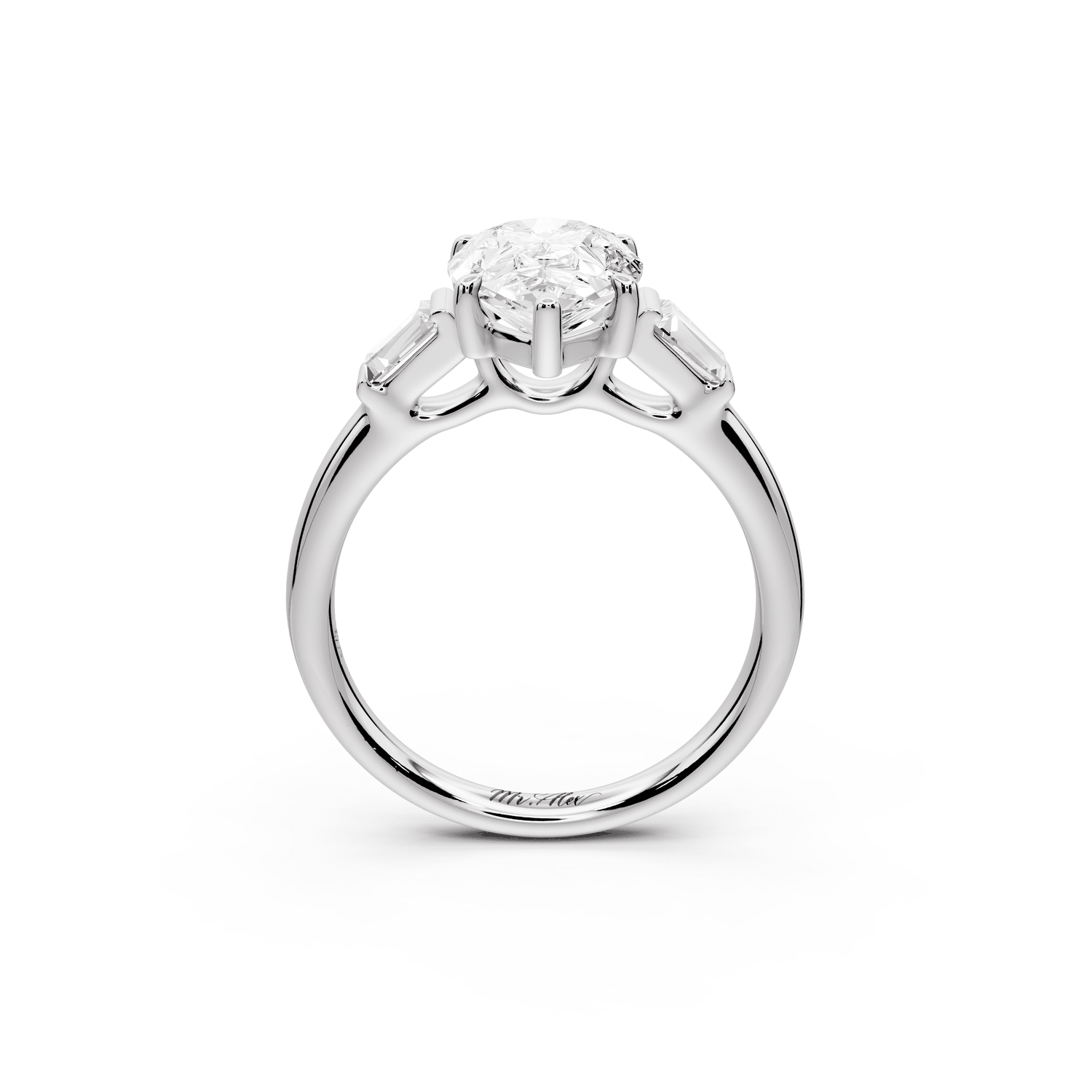 Naomi - 2ct platinum pear diamond with Tapered Baguettes side stones Engagement Ring - Mr. Alex Jewelry