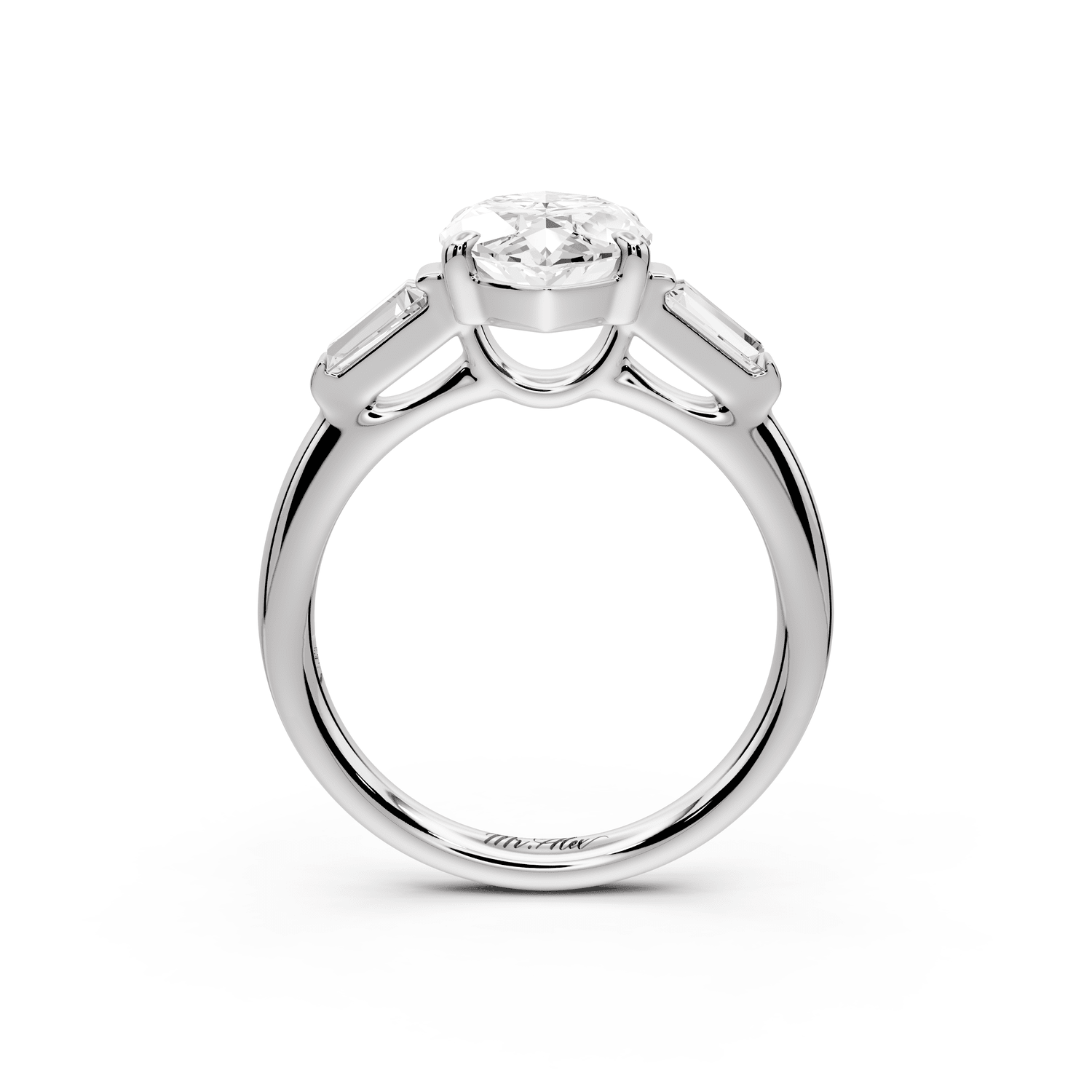 Naomi - 3ct 14k white gold marquise diamond with Tapered Baguettes side stones Engagement Ring - Mr. Alex Jewelry