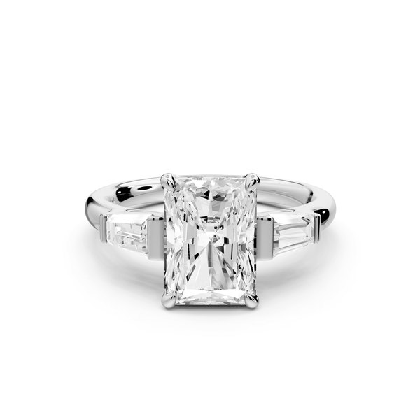 Naomi - 3ct 14k white gold radiant diamond with Tapered Baguettes side stones Engagement Ring - Mr. Alex Jewelry