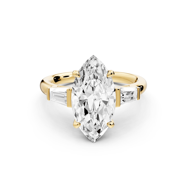 Naomi - 3ct 14k yellow gold marquise diamond with Tapered Baguettes side stones Engagement Ring - Mr. Alex Jewelry