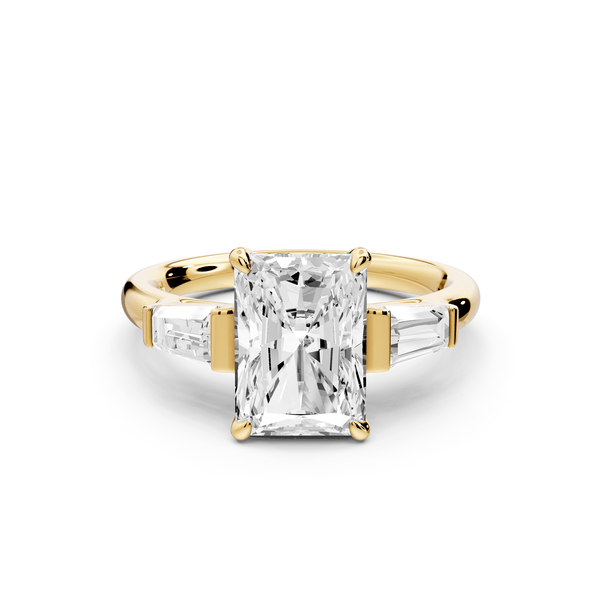 Naomi - 3ct 14k yellow gold radiant diamond with Tapered Baguettes side stones Engagement Ring - Mr. Alex Jewelry