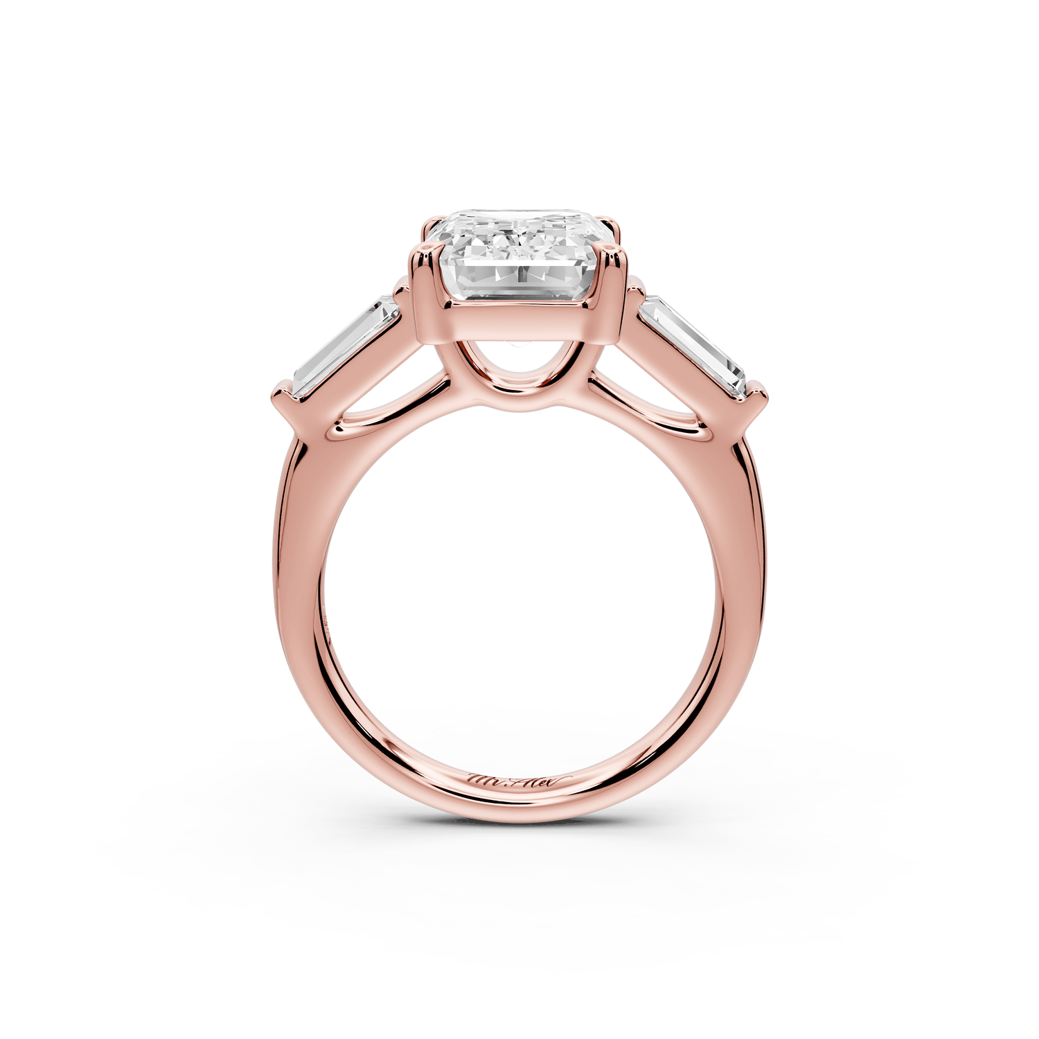 Naomi - 3ct 18k rose gold emerald diamond with Tapered Baguettes side stones Engagement Ring - Mr. Alex Jewelry