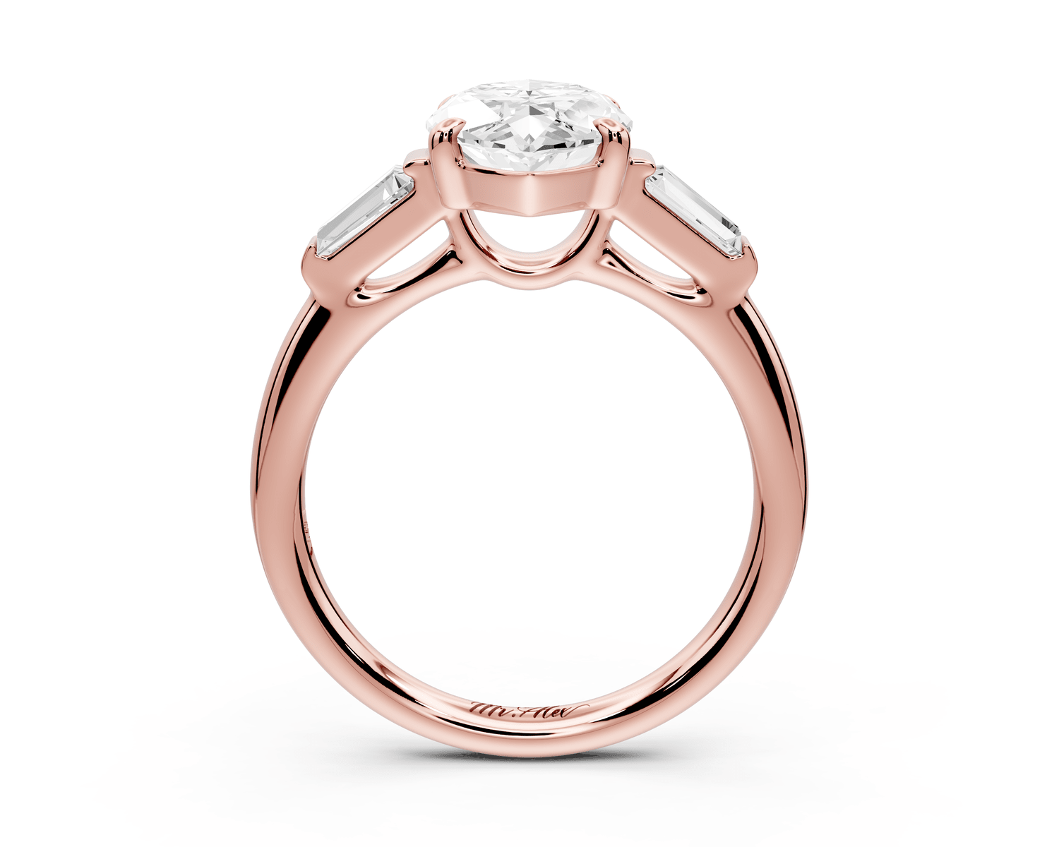 Naomi - 3ct 18k rose gold marquise diamond with Tapered Baguettes side stones Engagement Ring - Mr. Alex Jewelry