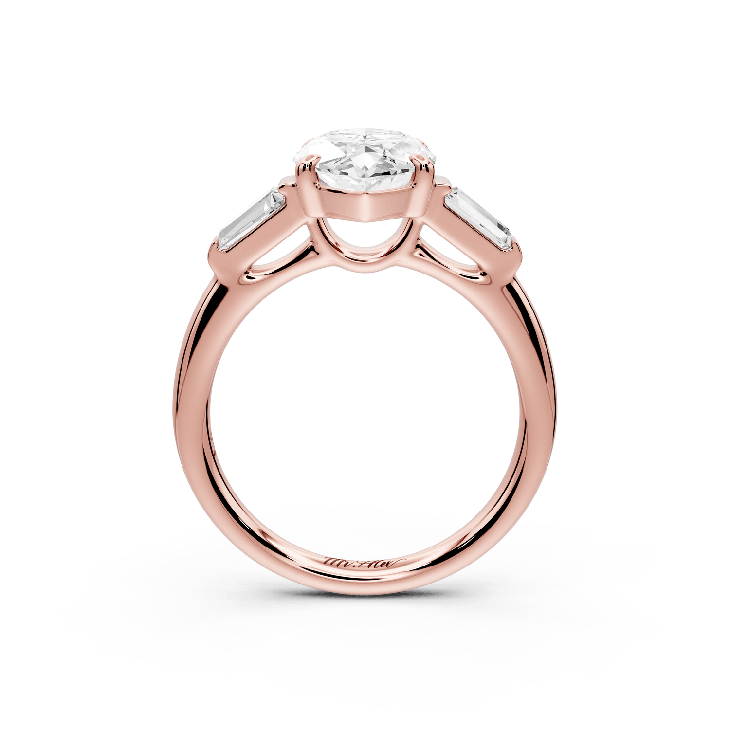 Naomi - 3ct 18k rose gold marquise diamond with Tapered Baguettes side stones Engagement Ring - Mr. Alex Jewelry