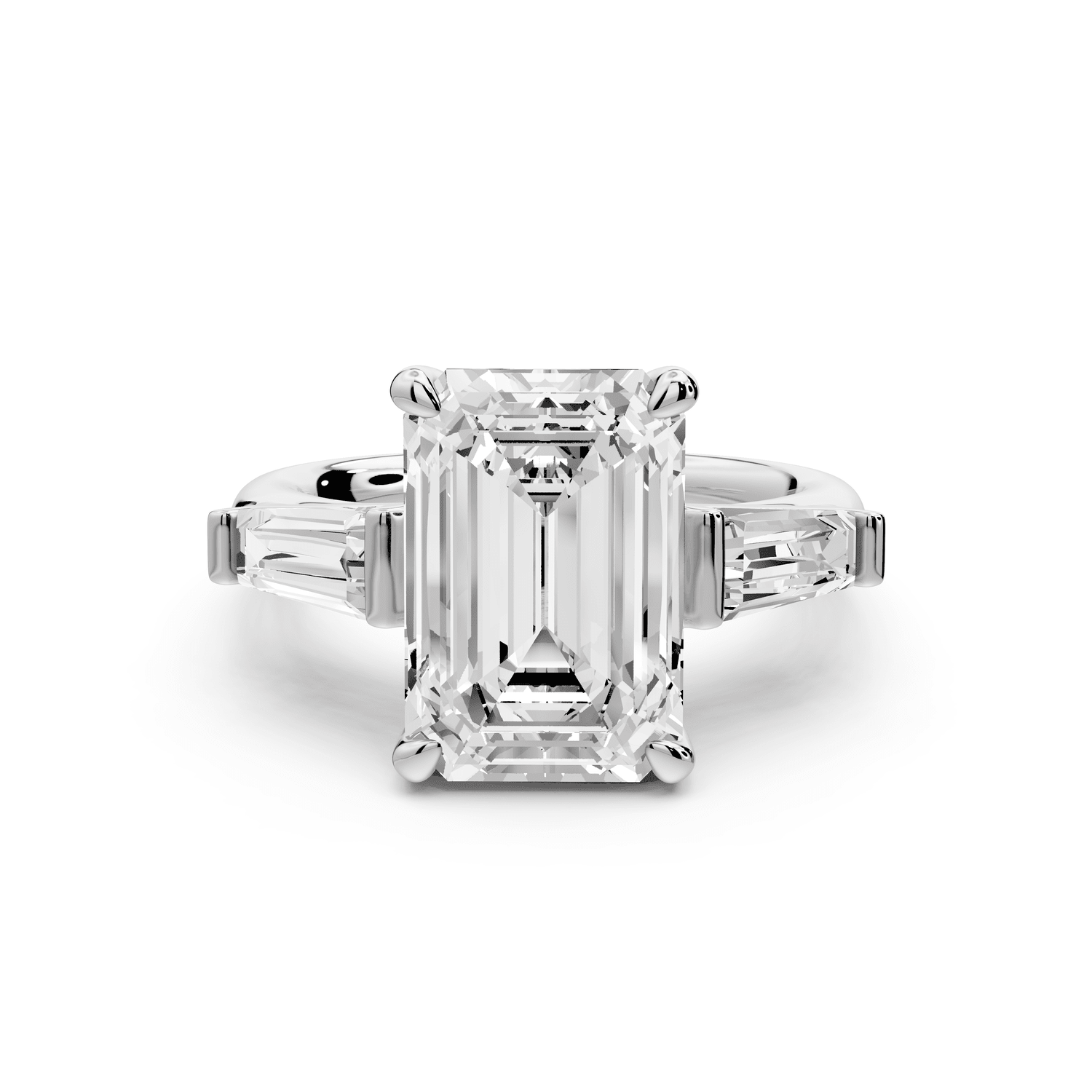Naomi - 3ct 18k white gold emerald diamond with Tapered Baguettes side stones Engagement Ring - Mr. Alex Jewelry