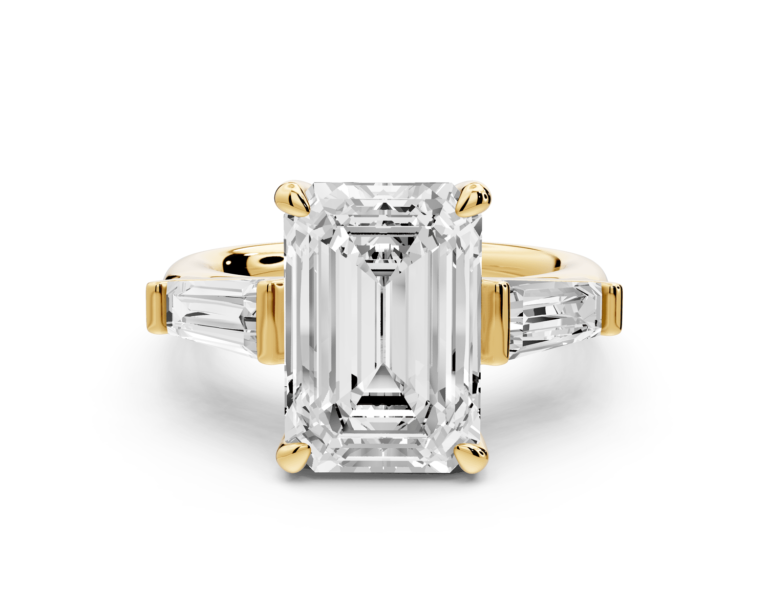 Naomi - 3ct 18k yellow gold emerald diamond with Tapered Baguettes side stones Engagement Ring - Mr. Alex Jewelry