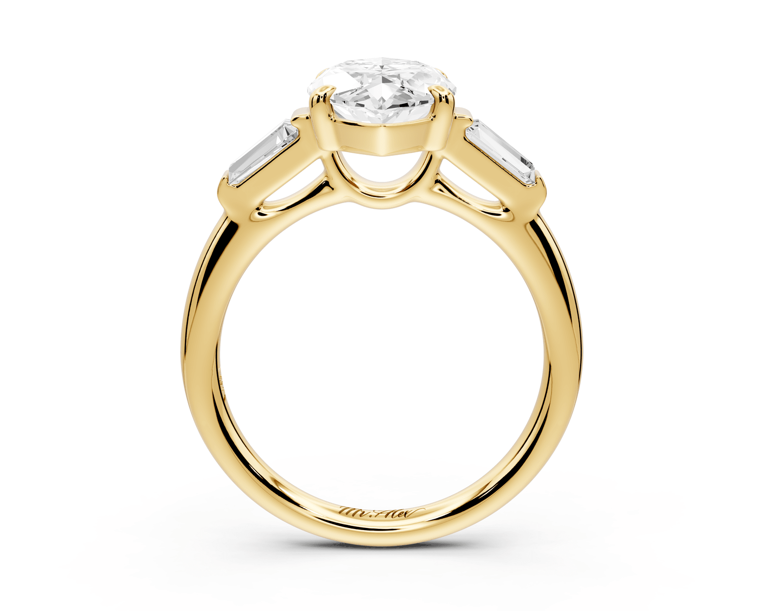 Naomi - 3ct 18k yellow gold marquise diamond with Tapered Baguettes side stones Engagement Ring - Mr. Alex Jewelry