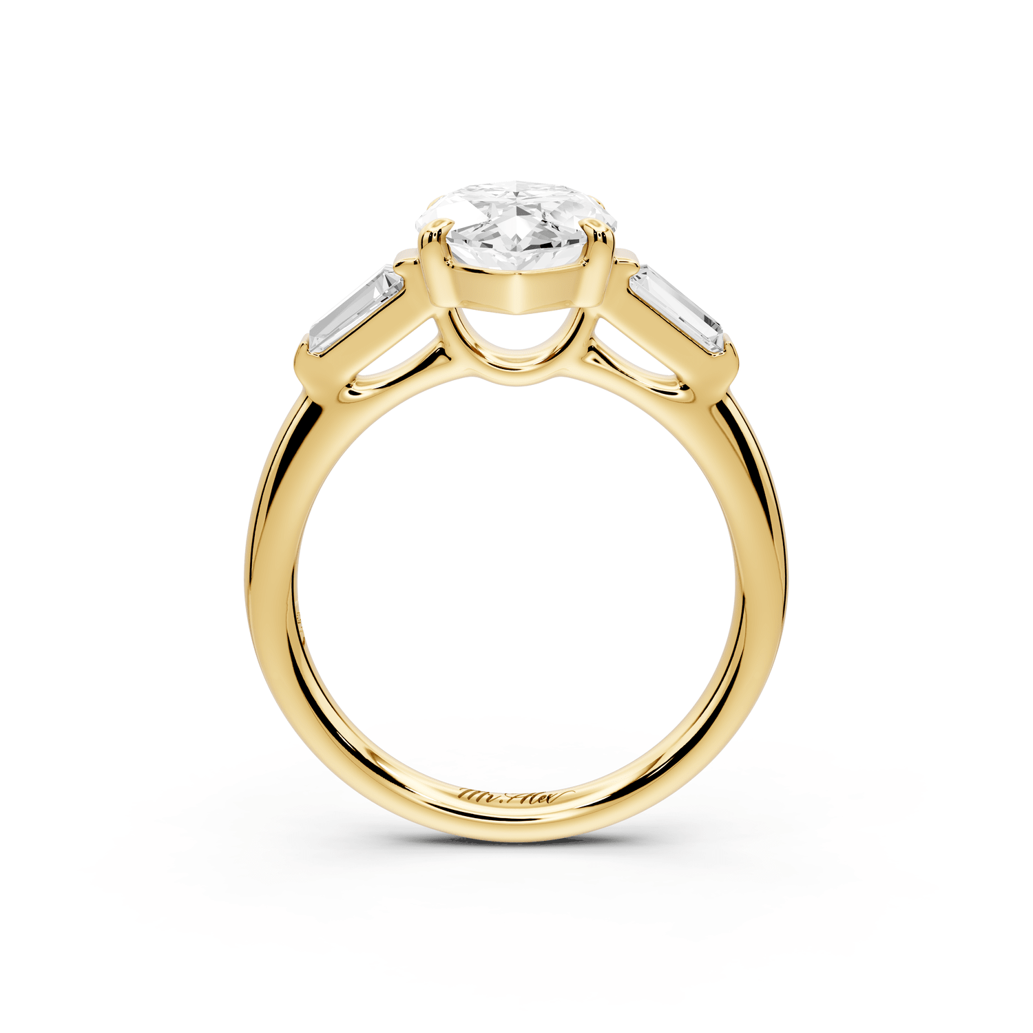 Naomi - 3ct 18k yellow gold marquise diamond with Tapered Baguettes side stones Engagement Ring - Mr. Alex Jewelry