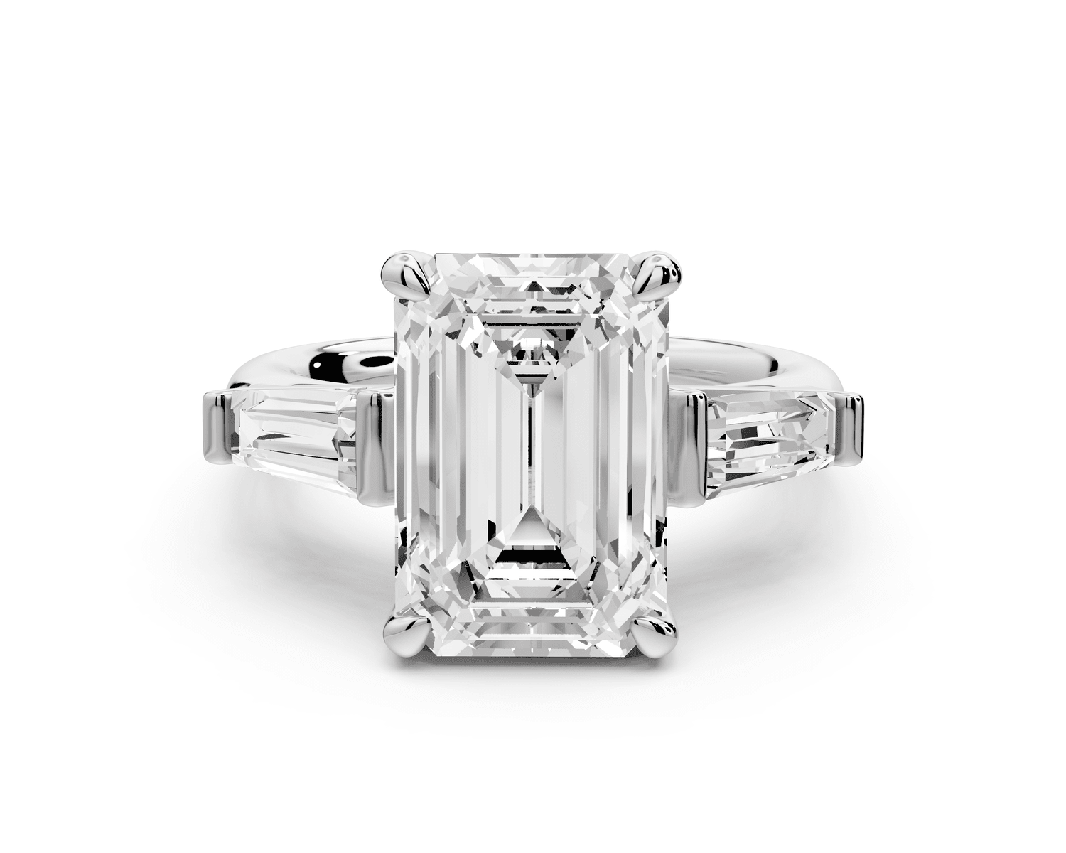 Naomi - 3ct platinum emerald diamond with Tapered Baguettes side stones Engagement Ring - Mr. Alex Jewelry
