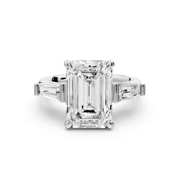 Naomi - 3ct platinum emerald diamond with Tapered Baguettes side stones Engagement Ring - Mr. Alex Jewelry