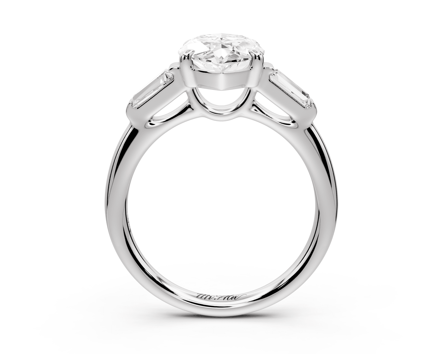 Naomi - 3ct platinum marquise diamond with Tapered Baguettes side stones Engagement Ring - Mr. Alex Jewelry
