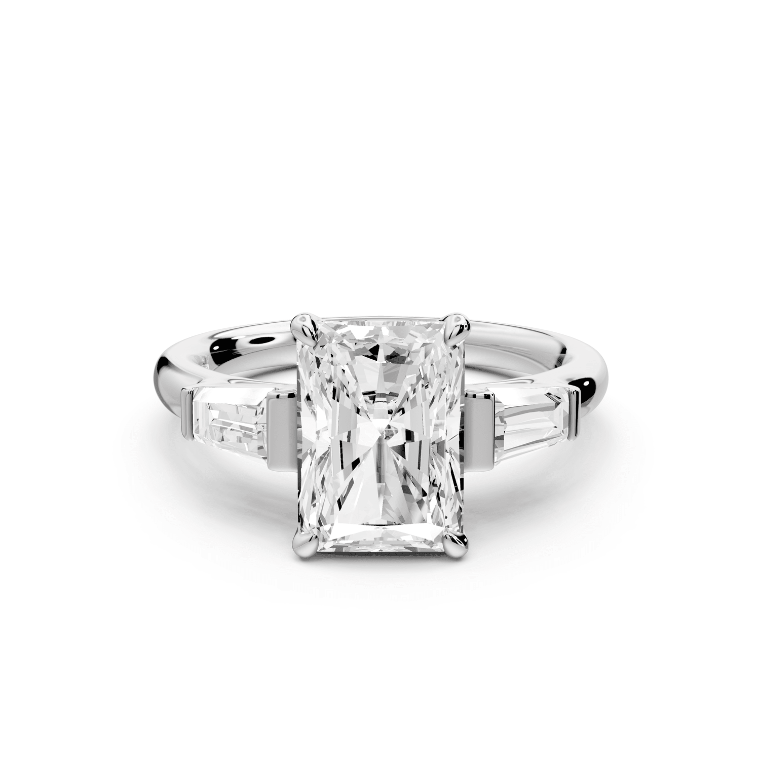 Naomi - 3ct platinum radiant diamond with Tapered Baguettes side stones Engagement Ring - Mr. Alex Jewelry