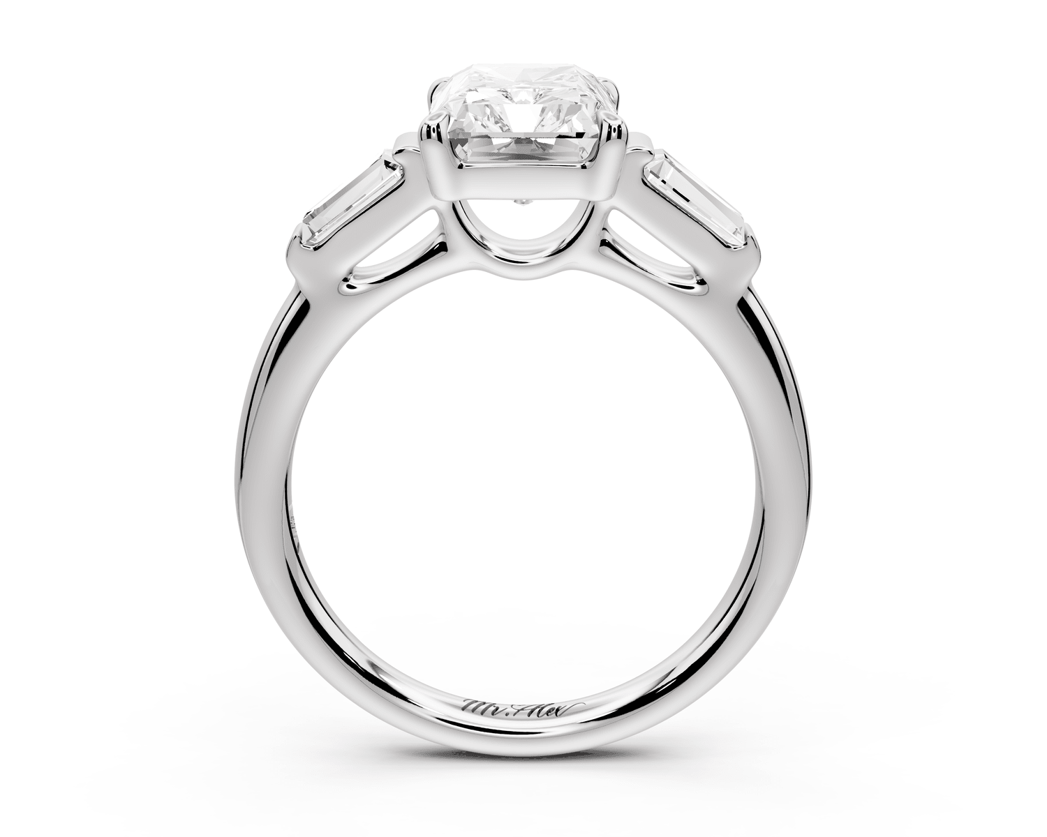 Naomi - 3ct platinum radiant diamond with Tapered Baguettes side stones Engagement Ring - Mr. Alex Jewelry