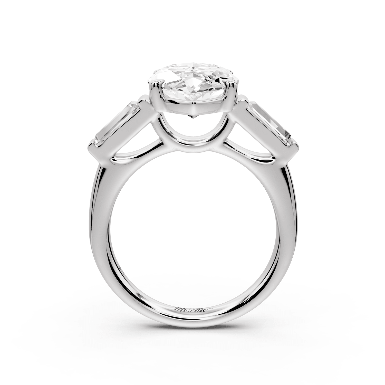 Naomi - 4ct 14k white gold marquise diamond with Tapered Baguettes side stones Engagement Ring - Mr. Alex Jewelry