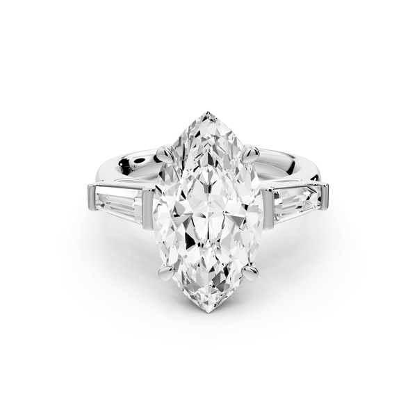 Naomi - 4ct 14k white gold marquise diamond with Tapered Baguettes side stones Engagement Ring - Mr. Alex Jewelry