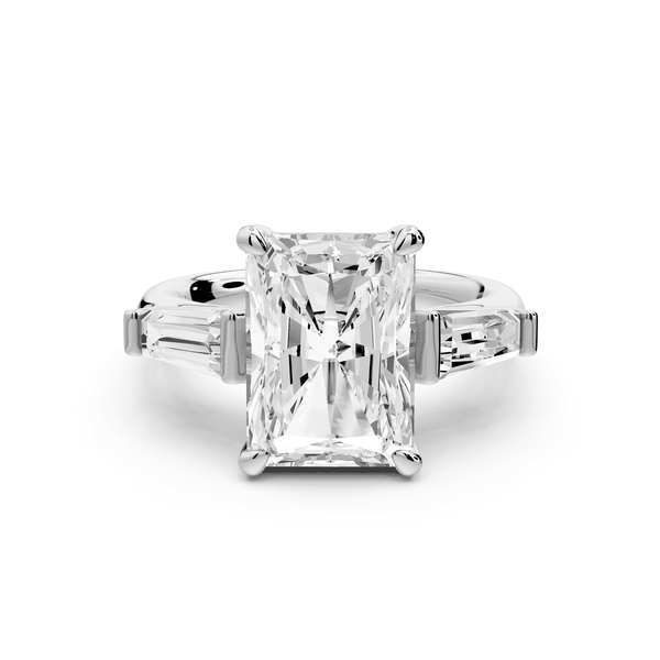 Naomi - 4ct 14k white gold radiant diamond with Tapered Baguettes side stones Engagement Ring - Mr. Alex Jewelry