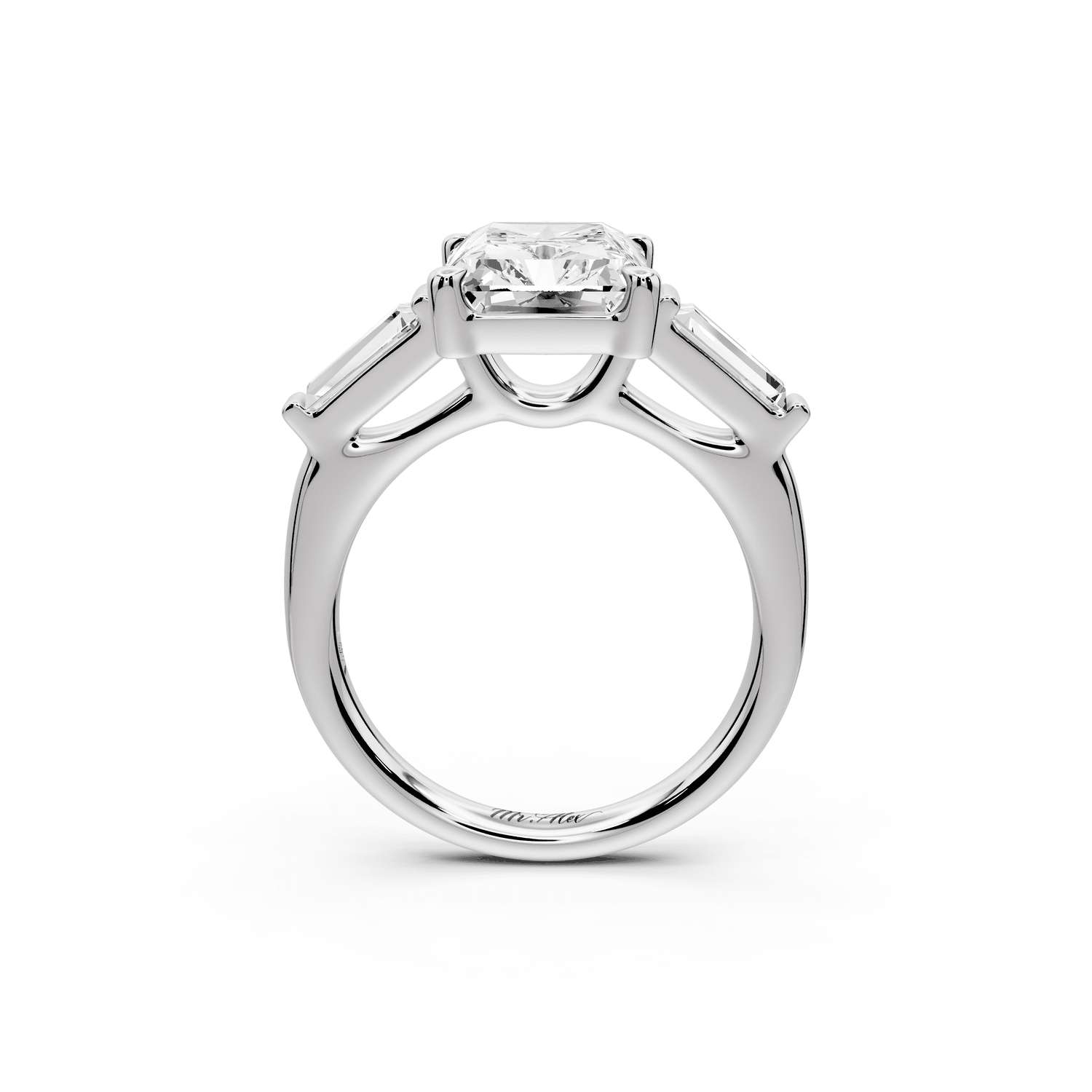 Naomi - 4ct 14k white gold radiant diamond with Tapered Baguettes side stones Engagement Ring - Mr. Alex Jewelry