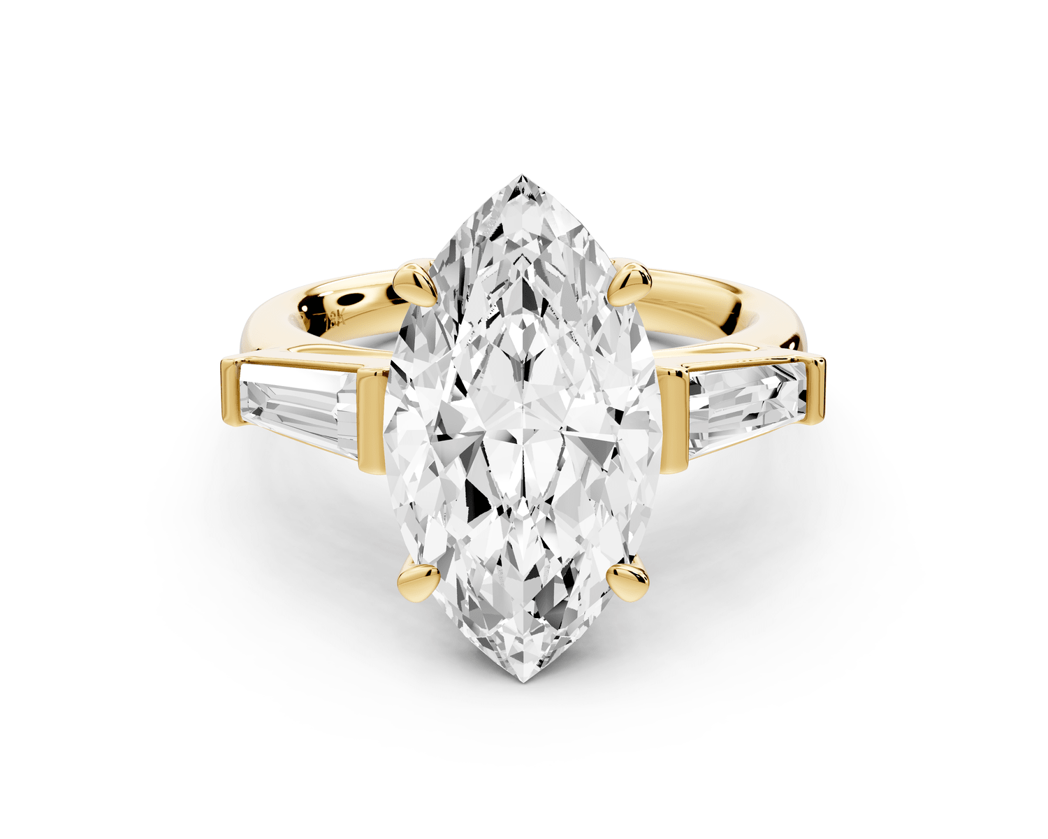 Naomi - 4ct 14k yellow gold marquise diamond with Tapered Baguettes side stones Engagement Ring - Mr. Alex Jewelry