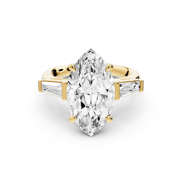 Naomi - 4ct 14k yellow gold marquise diamond with Tapered Baguettes side stones Engagement Ring - Mr. Alex Jewelry
