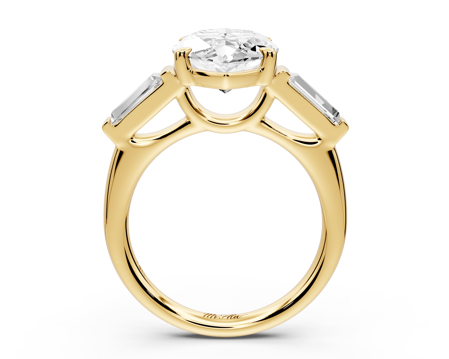 Naomi - 4ct 14k yellow gold marquise diamond with Tapered Baguettes side stones Engagement Ring - Mr. Alex Jewelry