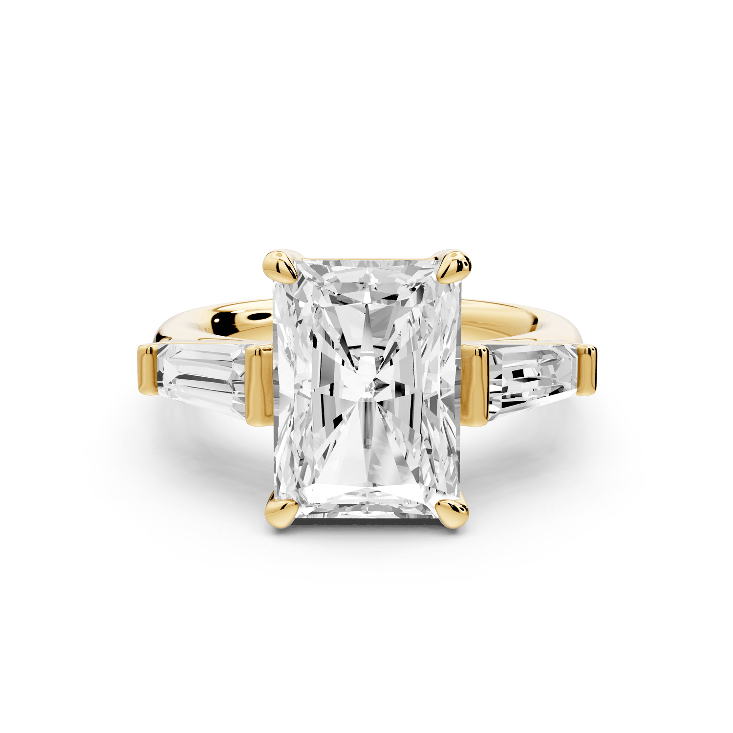 Naomi - 4ct 14k yellow gold radiant diamond with Tapered Baguettes side stones Engagement Ring - Mr. Alex Jewelry