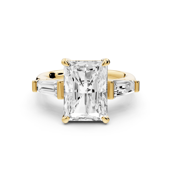 Naomi - 4ct 14k yellow gold radiant diamond with Tapered Baguettes side stones Engagement Ring - Mr. Alex Jewelry
