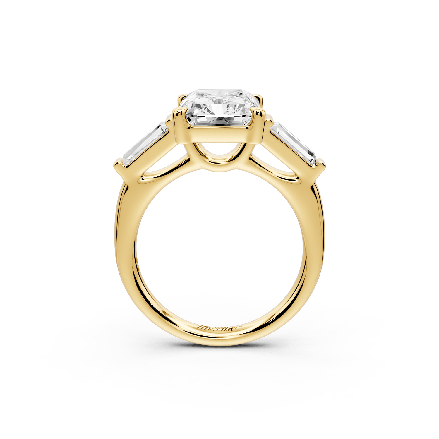 Naomi - 4ct 14k yellow gold radiant diamond with Tapered Baguettes side stones Engagement Ring - Mr. Alex Jewelry