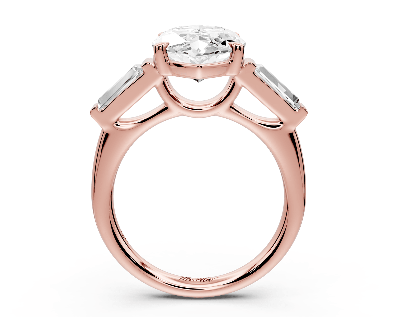 Naomi - 4ct 18k rose gold marquise diamond with Tapered Baguettes side stones Engagement Ring - Mr. Alex Jewelry