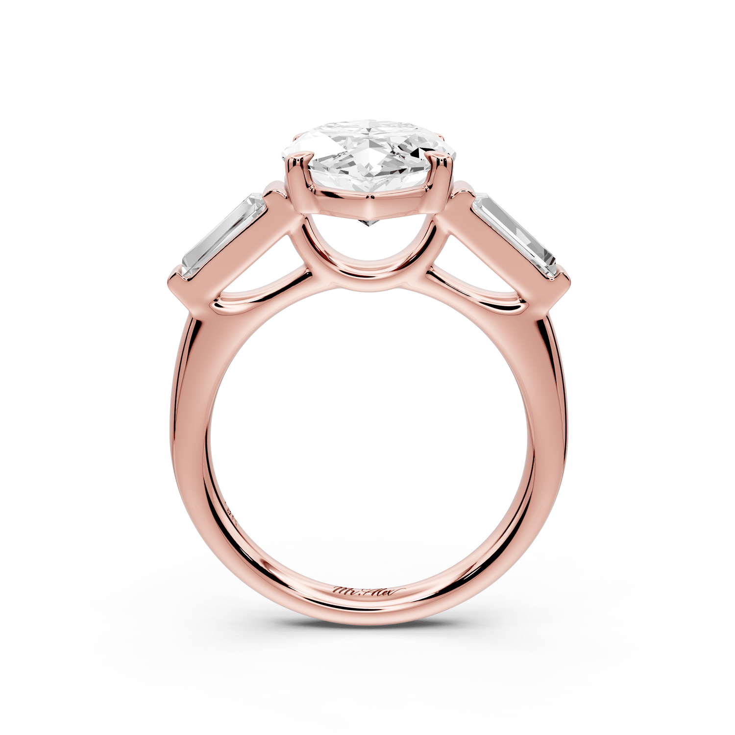 Naomi - 4ct 18k rose gold marquise diamond with Tapered Baguettes side stones Engagement Ring - Mr. Alex Jewelry