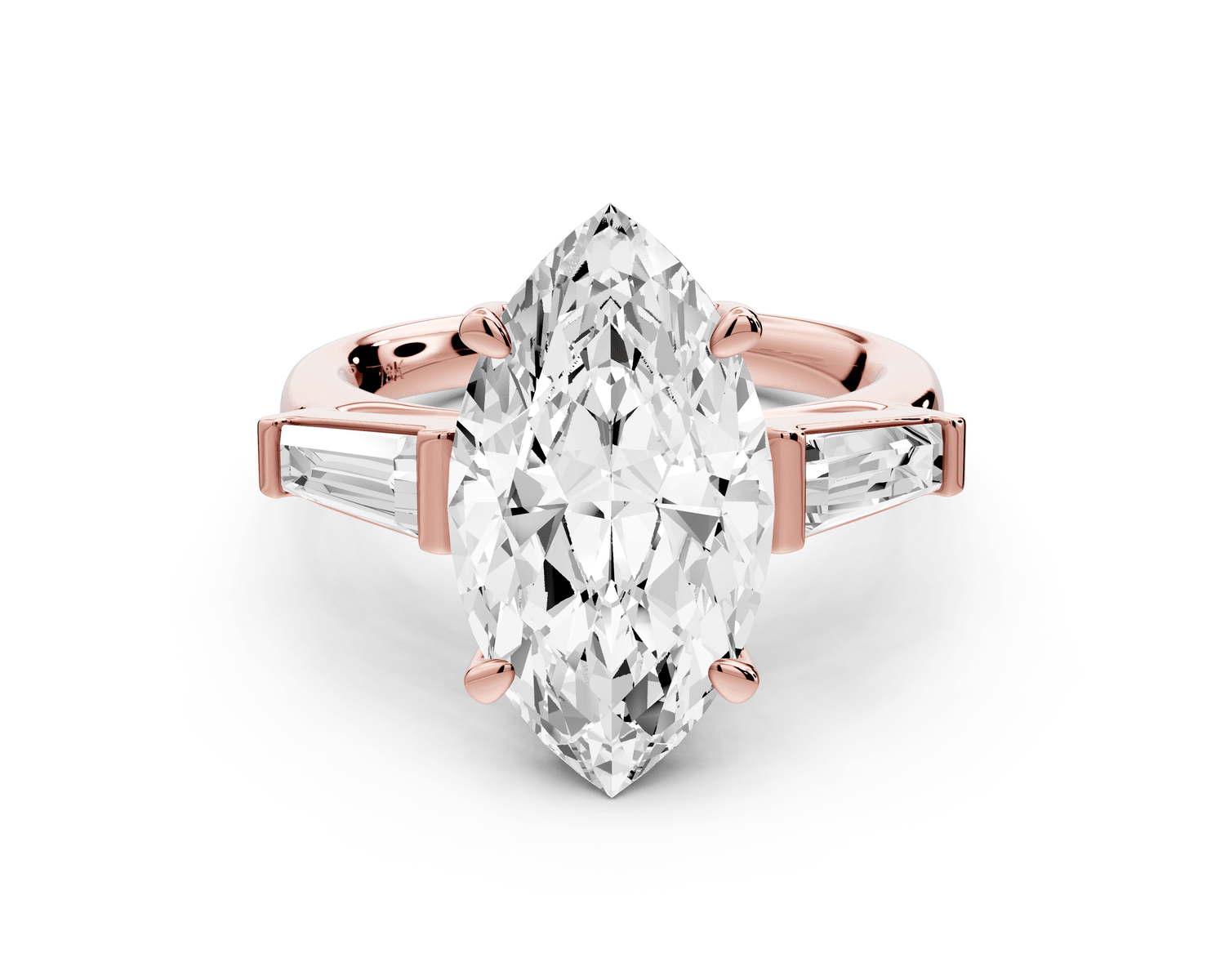 Naomi - 4ct 18k rose gold marquise diamond with Tapered Baguettes side stones Engagement Ring - Mr. Alex Jewelry