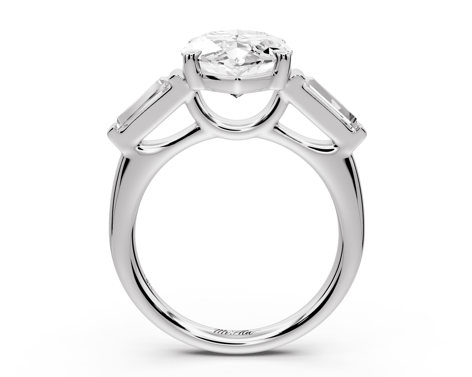 Naomi - 4ct 18k white gold marquise diamond with Tapered Baguettes side stones Engagement Ring - Mr. Alex Jewelry
