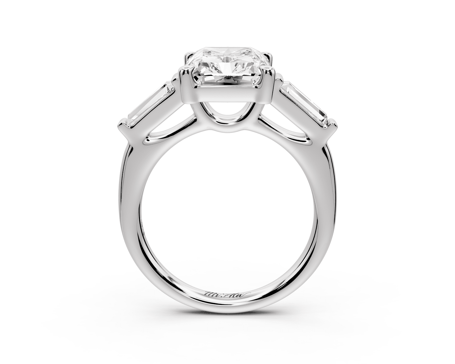 Naomi - 4ct 18k white gold radiant diamond with Tapered Baguettes side stones Engagement Ring - Mr. Alex Jewelry