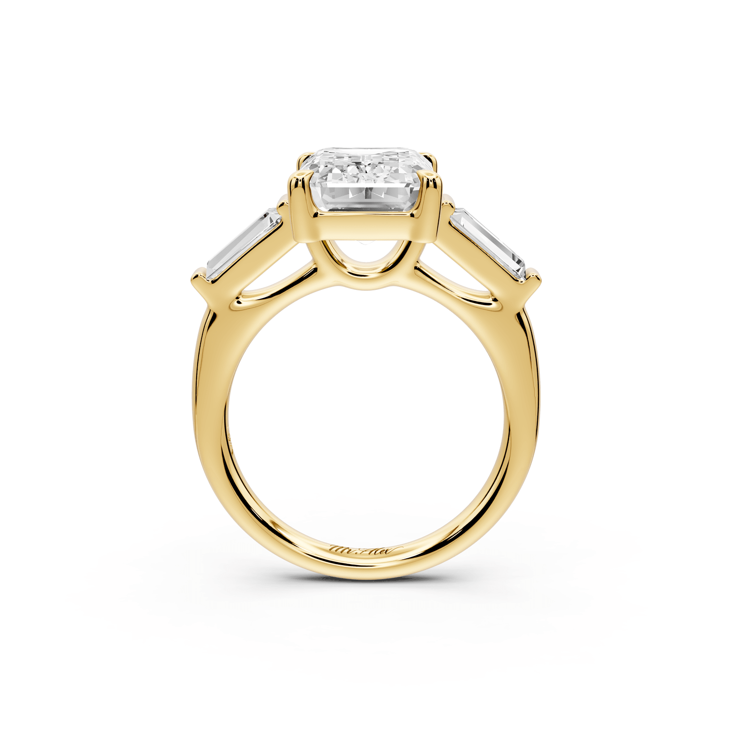 Naomi - 4ct 18k yellow gold emerald diamond with Tapered Baguettes side stones Engagement Ring - Mr. Alex Jewelry