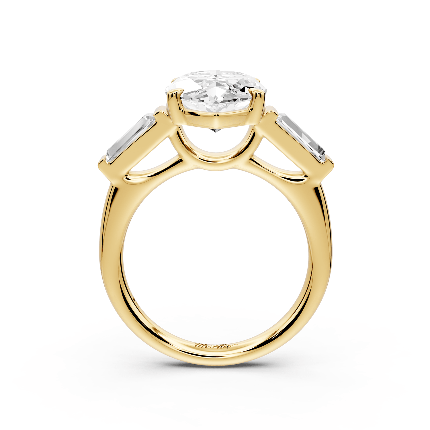 Naomi - 4ct 18k yellow gold marquise diamond with Tapered Baguettes side stones Engagement Ring - Mr. Alex Jewelry