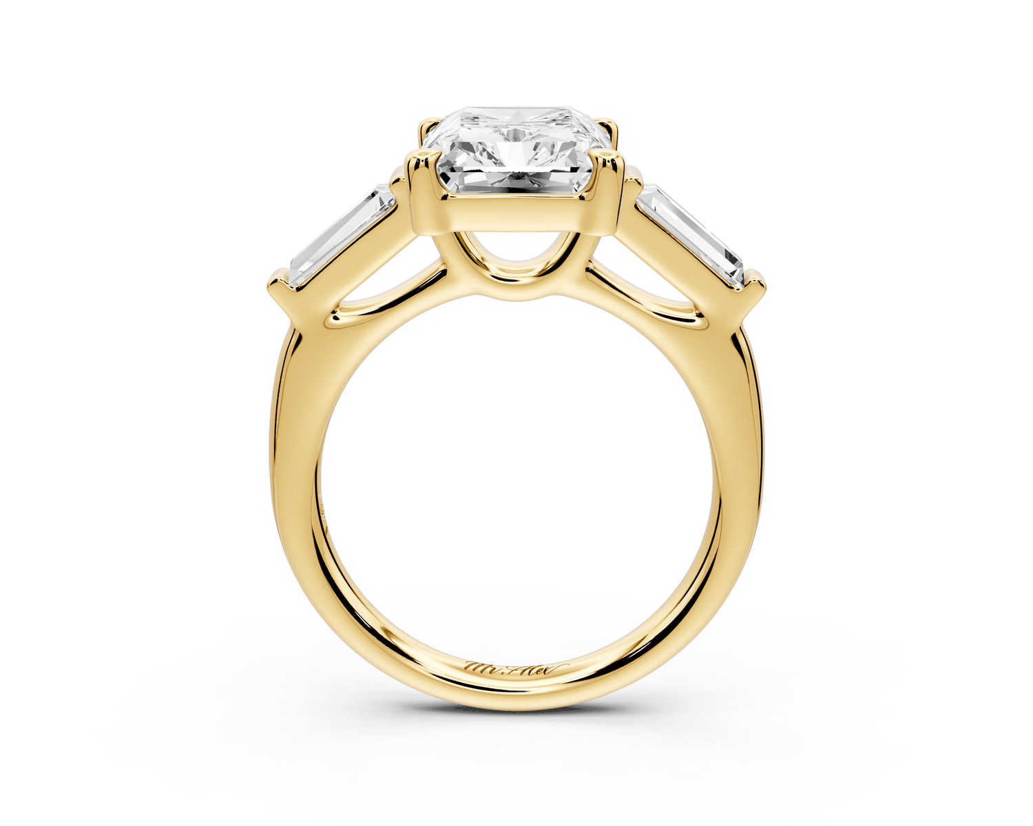 Naomi - 4ct 18k yellow gold radiant diamond with Tapered Baguettes side stones Engagement Ring - Mr. Alex Jewelry