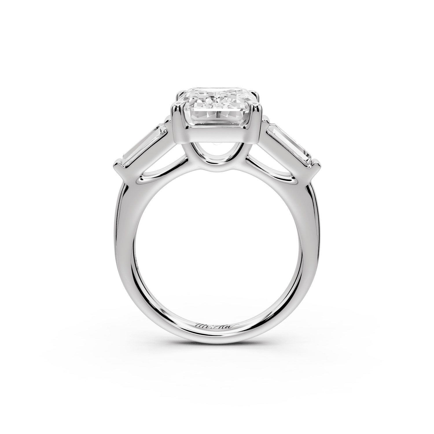 Naomi - 4ct platinum emerald diamond with Tapered Baguettes side stones Engagement Ring - Mr. Alex Jewelry