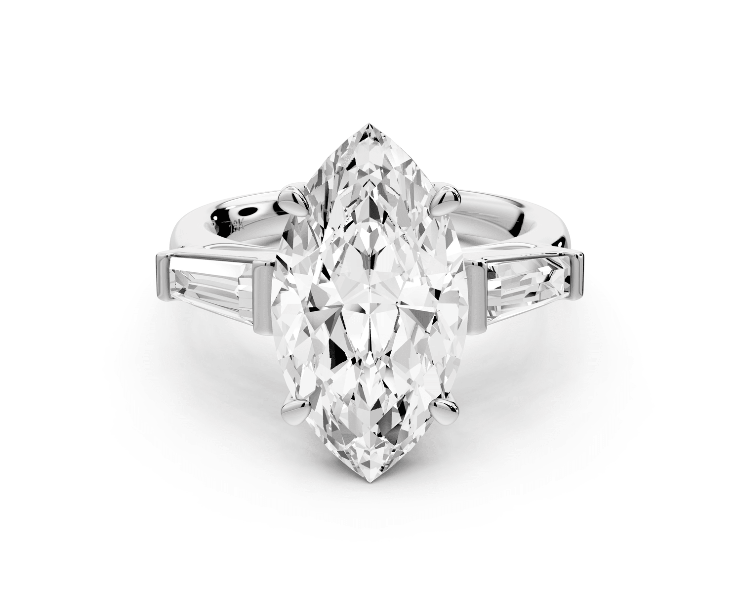 Naomi - 4ct platinum marquise diamond with Tapered Baguettes side stones Engagement Ring - Mr. Alex Jewelry