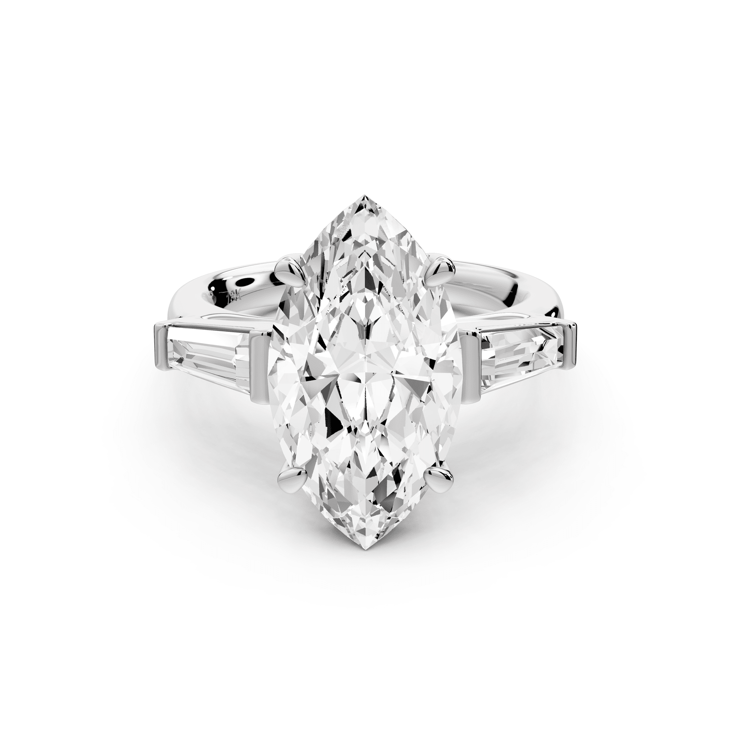 Naomi - 4ct platinum marquise diamond with Tapered Baguettes side stones Engagement Ring - Mr. Alex Jewelry