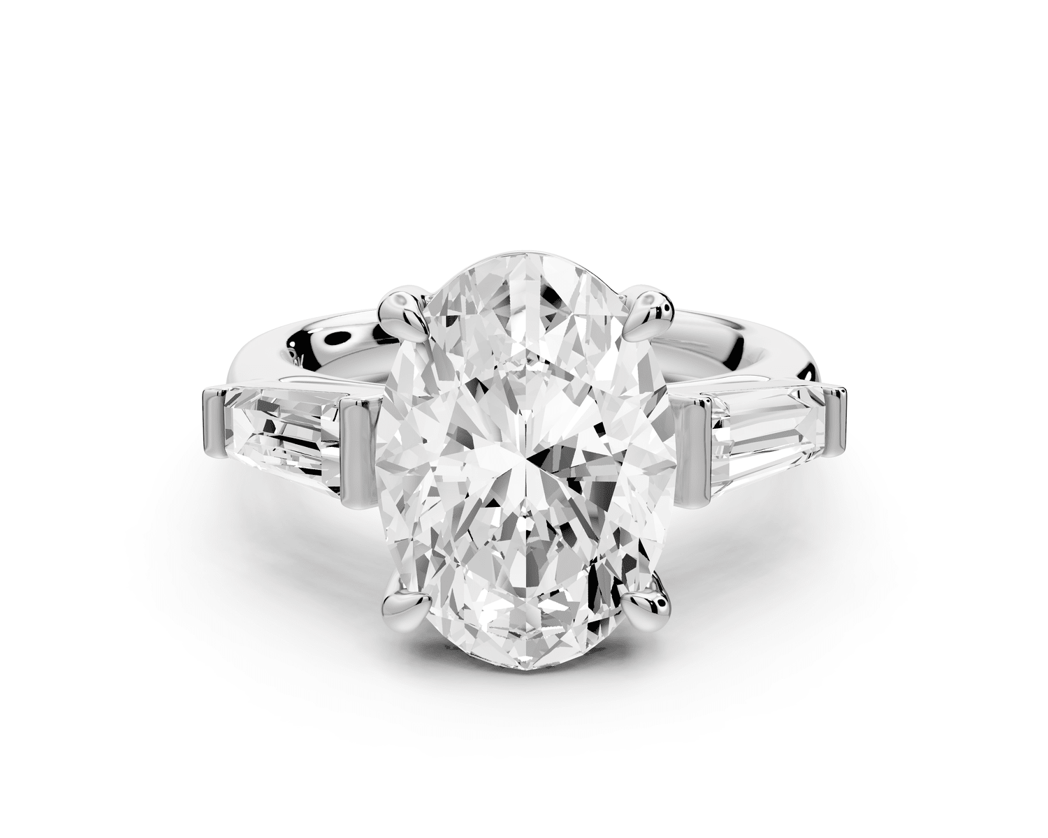 Naomi - 4ct platinum oval diamond with Tapered Baguettes side stones Engagement Ring - Mr. Alex Jewelry