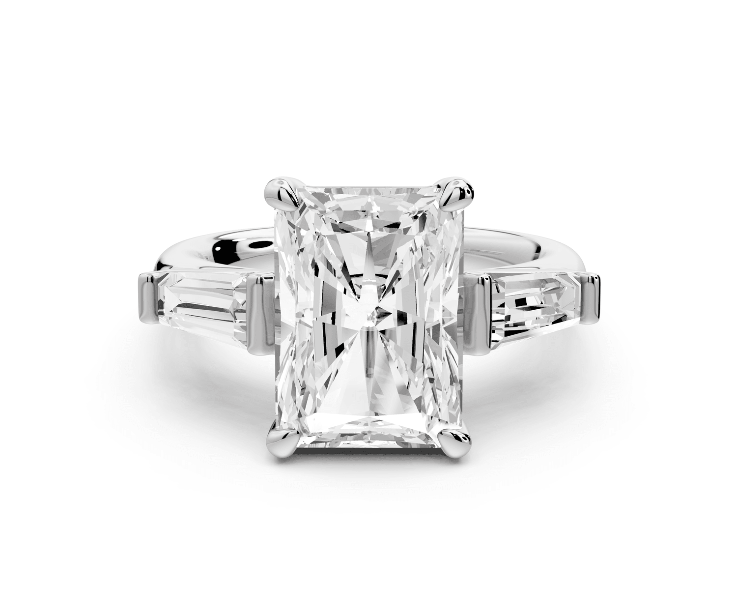 Naomi - 4ct platinum radiant diamond with Tapered Baguettes side stones Engagement Ring - Mr. Alex Jewelry